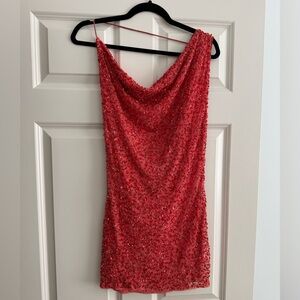 Retrofete Coral Beaded Mini Dress